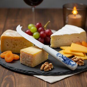 Vintage DELFT Blue Dutch Cheese Knife | Ceramic Handle Stainless Steel Blade